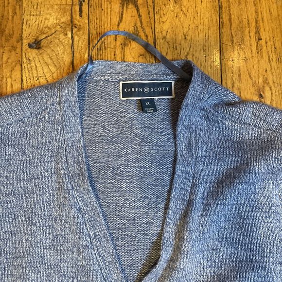 Karen Scott XL Blue Cardigan Sweater - Picture 2 of 6
